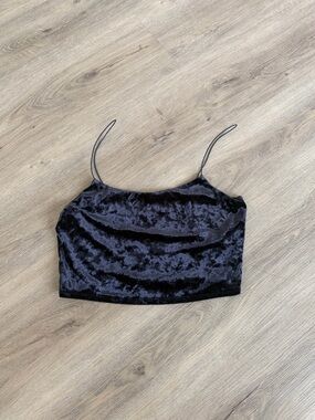 Garage Black Crushed Velvet Cami Crop Top